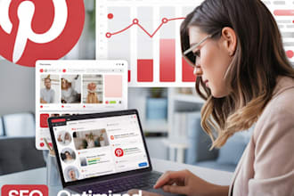 create SEO optimized pins, post and boards as your pinterest marketing manager