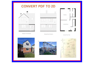 covert pdf and picture and sketch to autocad file any floor plan elevation