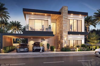 3d render architectural exterior interior design for house, commercial building