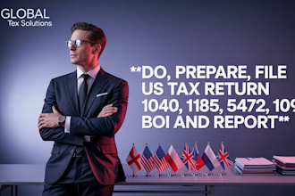 do, prepare, file us tax return 1040, 1120, 1065, 5472, 1099 boi and fbar report