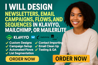 design newsletters email campaign flows sequences klaviyo mailchimp mailerlite