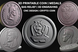 sculpt 3d printable coin model 3d medallion bas relief 3d engraving cnc design