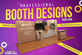 design trade show booth, exhibition stand, or backdrop
