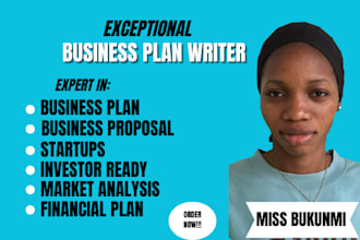 write a professional business plan for startups, sba loan, investors ready