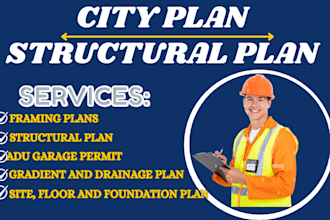 draw structural floor plan, mep, adu garage,draw architectural city permit site