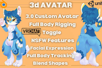 model 3d anime model, custom vrchat avatar for vrc, vtubing, PC or quest