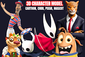 design cute 3d character model cartoon character animal mascot chibi pixar style