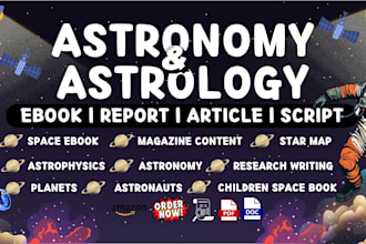research ghostwrite astronomy ebook, astrology, astrophysics, space ebook writer