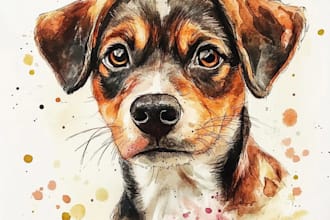 paint a watercolor portrait of your dog cat and other
