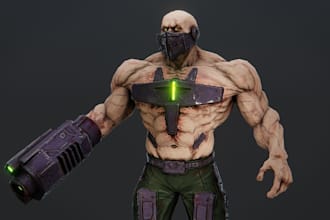 photo to 3d model, warrior character, 4k texture, ue5 skeleton rig, 3d animation