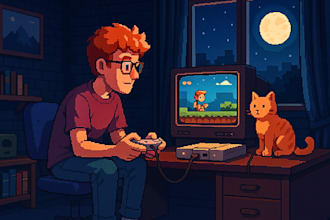 do pixel art animation pixel game art for video game environment scene pixel map