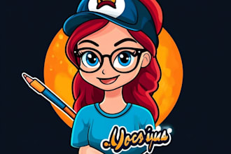 draw a cute cartoon character logo design for your business