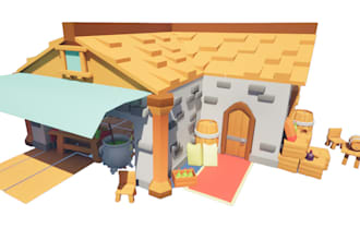 create low poly modular 3d scenes for games or animations
