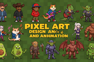 create unique pixel art characters and animations