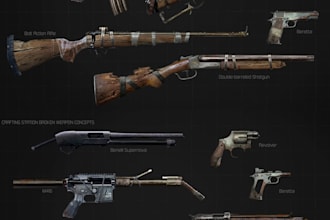 model 3d gun, 3d game assets and weapons unity unreal engine videogames project
