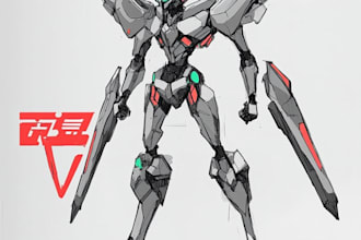 draw high quality robot, mecha concepts