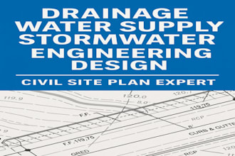 drainage water supply stormwater engineering design, civil site plan for permit