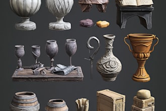 create nice 2d game assets, props, icons, objects
