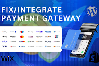 fix integrate payment gateway stripe paypal klarna square apple pay shopify wix