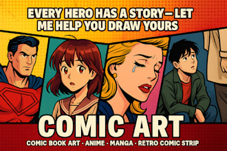 comic art comic book art 2d comic charcter anime manga art retro comic art strip