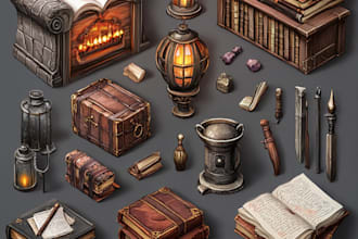 design 3d props, and objects for games