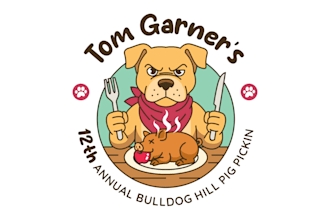 design tom bulldog eating dinner logo