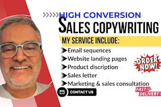 write sales copywriting for landing pages, sales funnel, cold email, ads,website