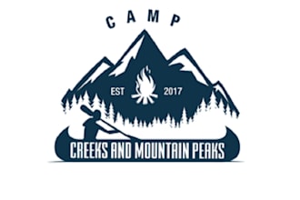 make flat minimalist creeks and mountain peaks logo