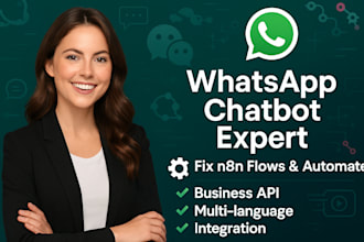 build whatsapp chatbot, whatsapp automation, fix n8n flow, api integration