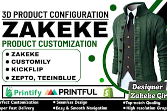 zakeke customily 2d 3d product configurator for your shopify pod store kickflip