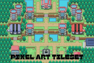 make pixel art background tileset lofi animation, pixel art animation video game