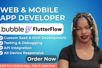 develop bubble io app, bubble io mvp saas website flutterflow api integration