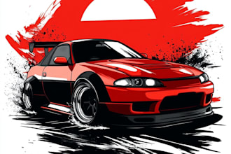 draw a jdm car vector illustration for t shirt design