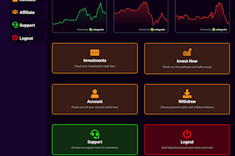 design a professional investment website with a custom dashboard