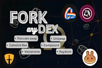 fork uniswap v2 v3, pancakeswap, camelot, gmx, olympus dao, lido, and compound