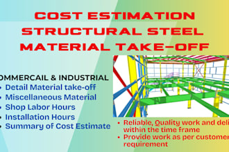 do construction cost estimating, structural steel material takeoff and boq