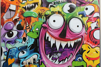 draw any graffiti mural wall art or banner