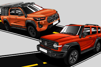 draw your car into detailed vector automotive artwork