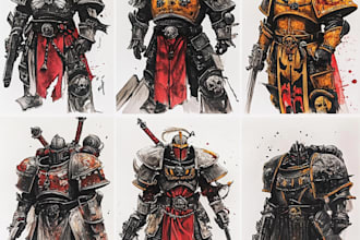 make a warhammer 40k character art illustration