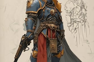 create a warhammer 40k character art with amazing quality