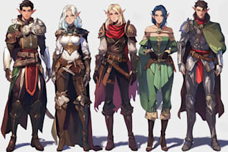 draw character design anime vtuber model, dnd, game