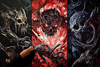 draw detailed dark art illustration metal album cover