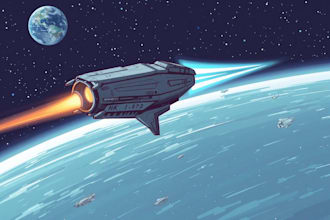 design a spaceship, sci fi illustration and sci fi art