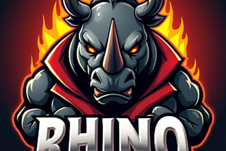 design high quality angry rhino mascot logo for your business