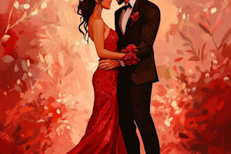 make custom anime couple portrait and wedding illustration for you