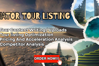list, promote, optimize, SEO your tour on viator, klook, airbnb, and tripadvisor