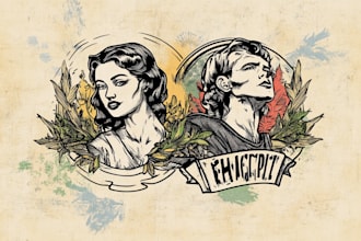 make design retro vintage logo with hand drawn illustration
