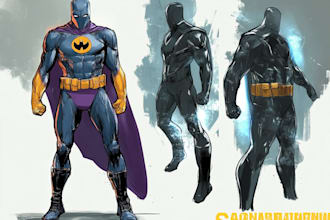 create concept art superhero character design for comics