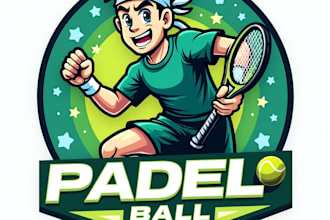 design high quality padel ball athlete mascot logo with unlimited revision