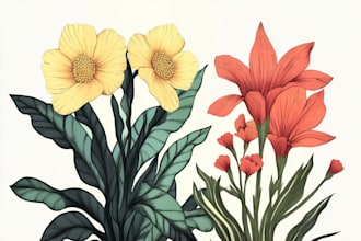 draw beautiful digital botanical illustrations of flowers, fruits, and plants